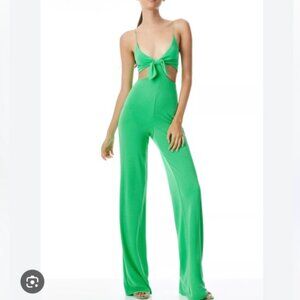 ALICE + OLIVIA Havana Cutout Tie Jumpsuit NWT Garden Green Wide Leg Size 10